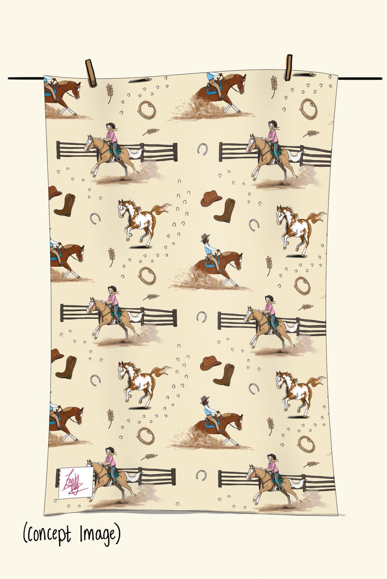 'Western' Tea Towel - Image 4
