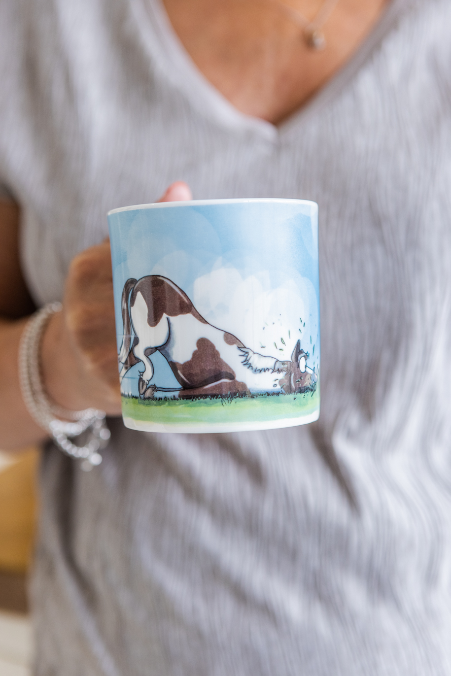 Lawnmower Skewbald coloured horse Fine bone china mug