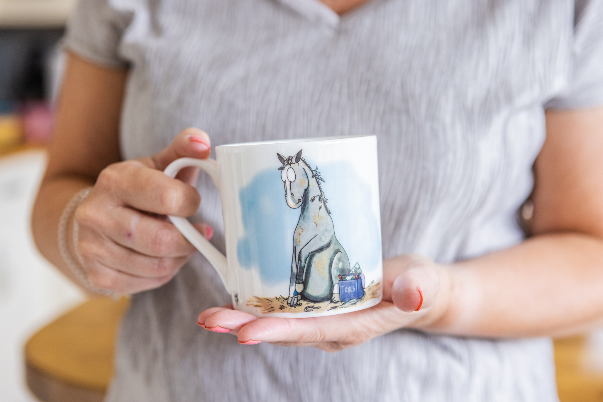 My Favourite Client - Fine Bone China Mug featuring Grey Horse