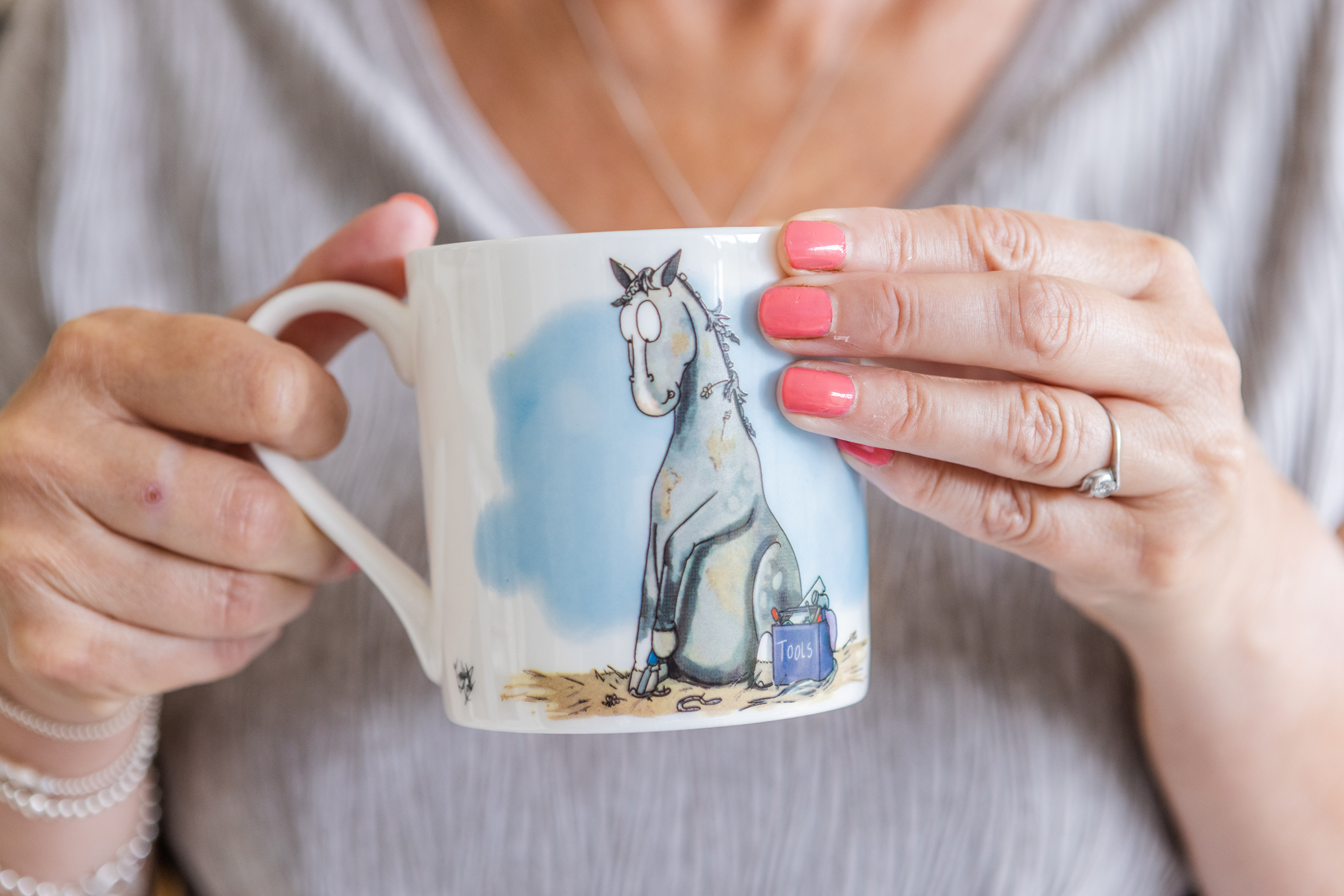 My Favourite Client - Fine Bone China Mug featuring Grey Horse