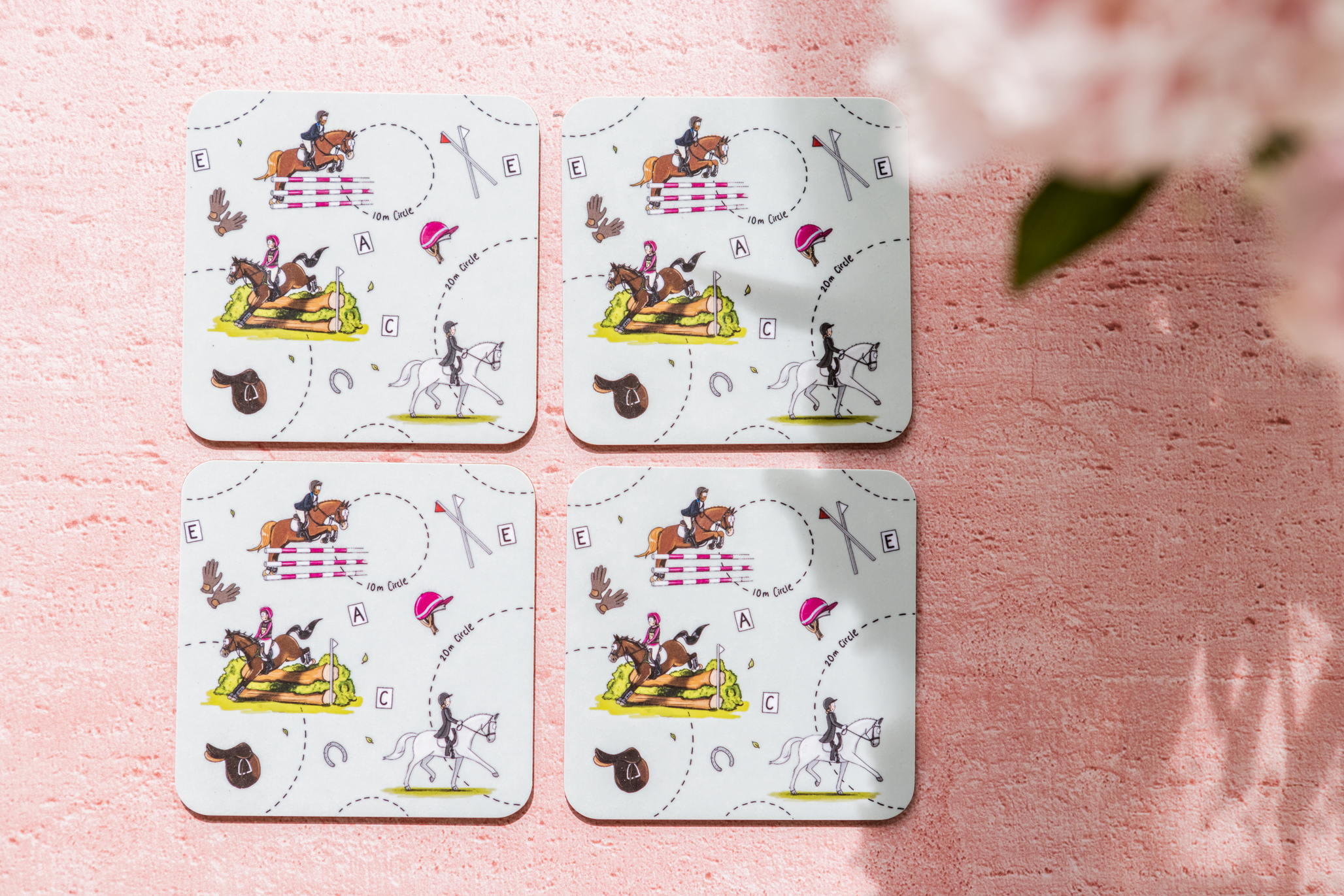 Eventing pattern melamine coaster by Emily Cole Illustrations