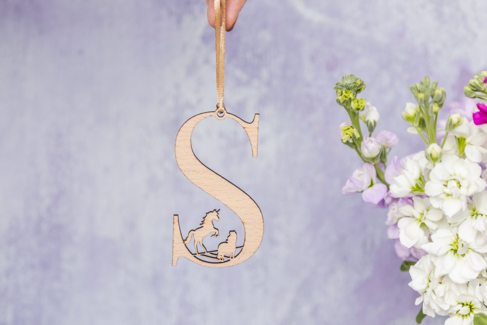 Believe in yourself , Unicorn Letter Initial 'S' Wooden decoration.