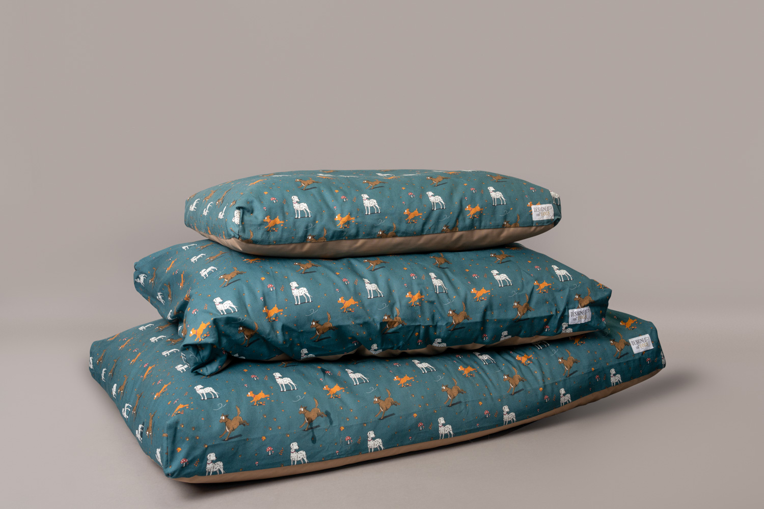 Stack of Orthopedic memory foam dog beds.