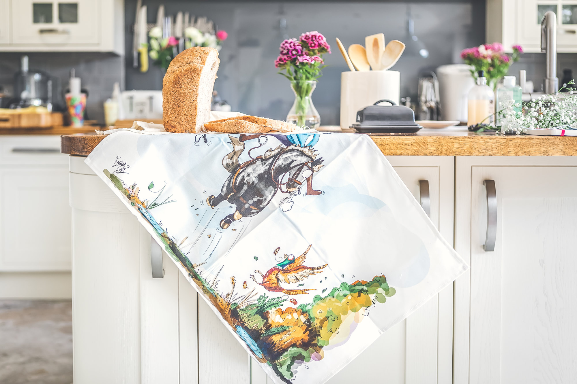 'A Pheasant Greeting' Tea Towel