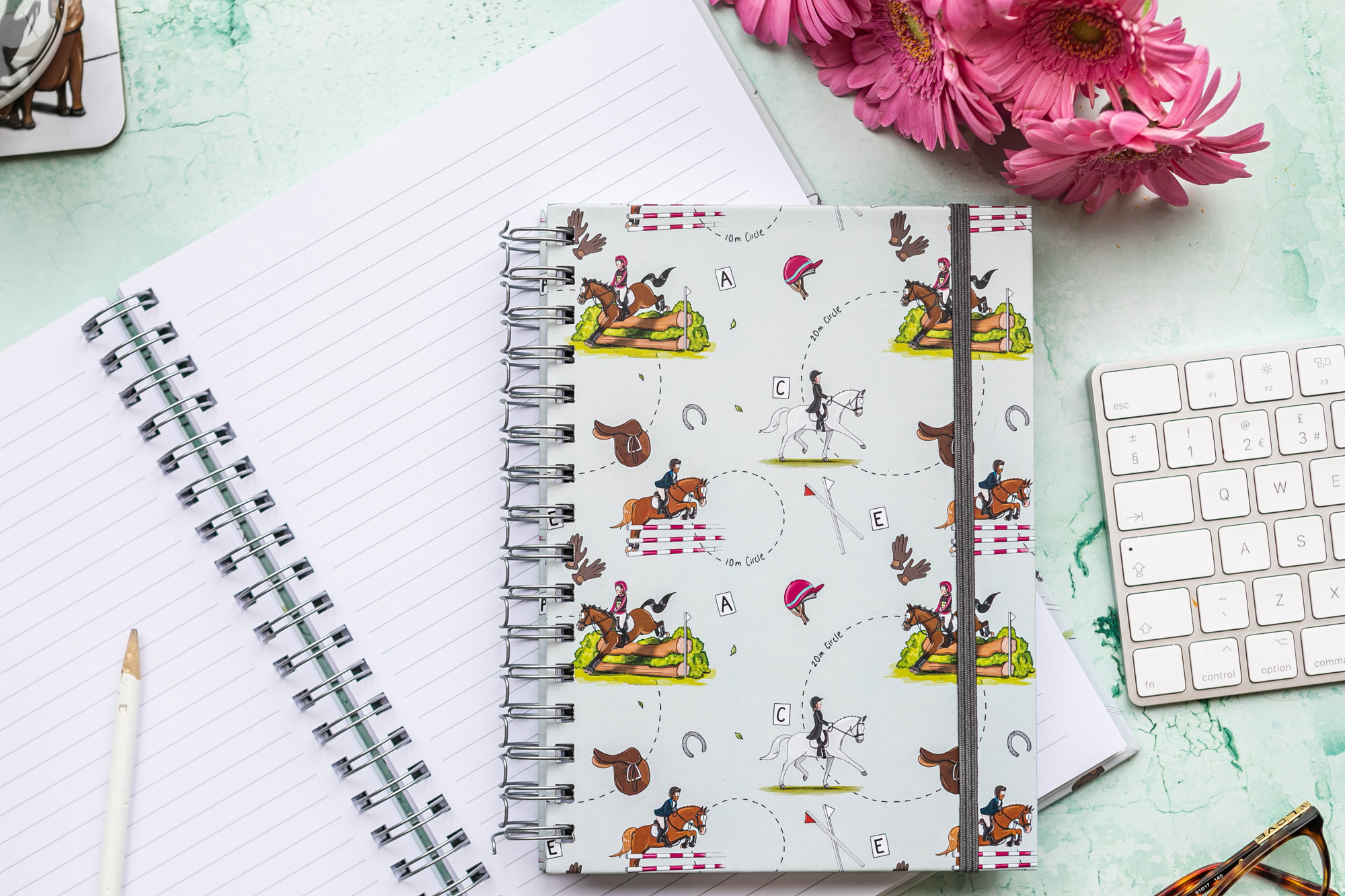 Eventing Horse Notebooks in A4 and A5 Dimensions showing the lined pages.