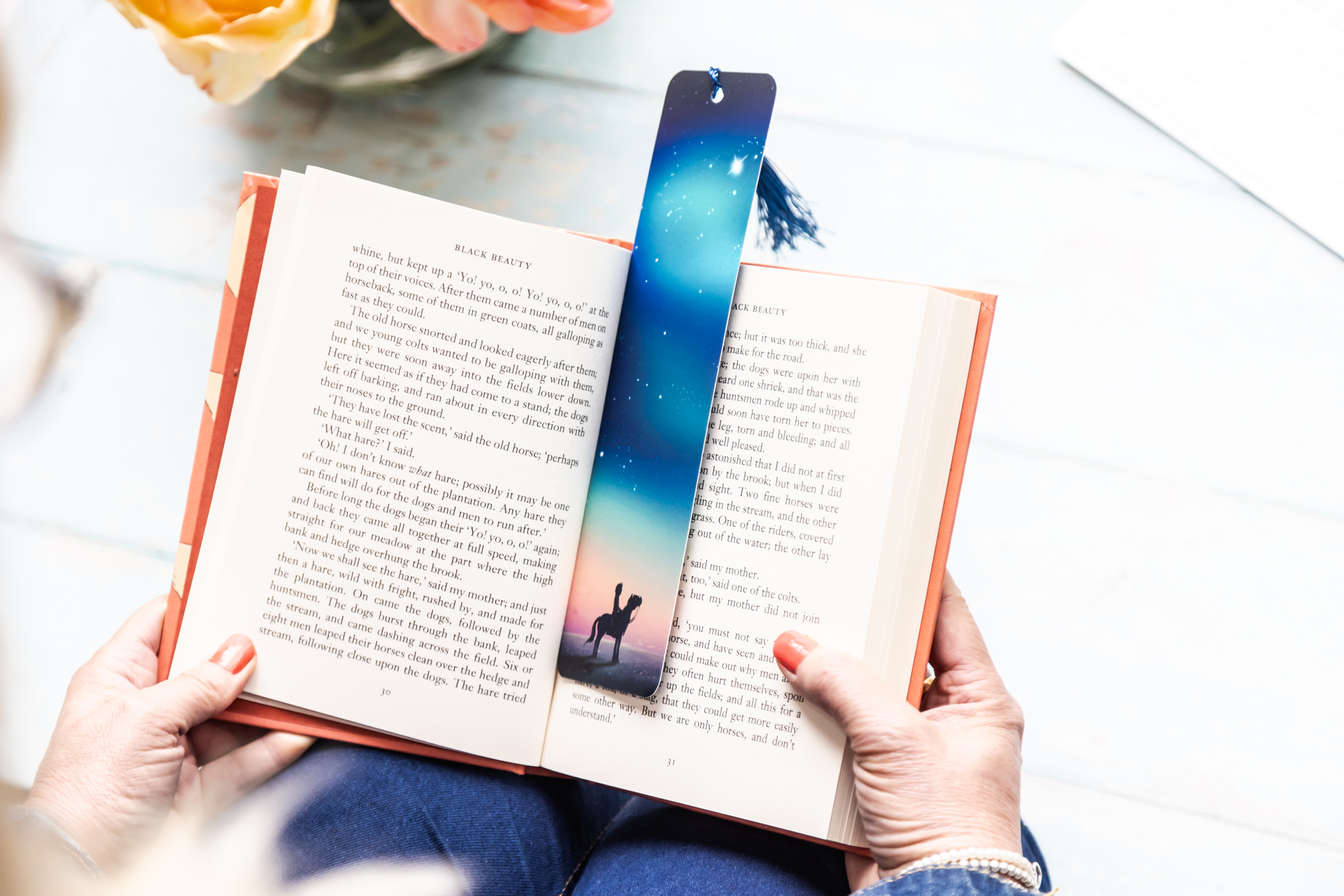 Starry sky bookmark by Emily Cole with coloured tassel