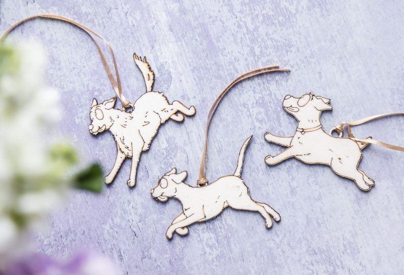 Set of Wooden Dog Decorations