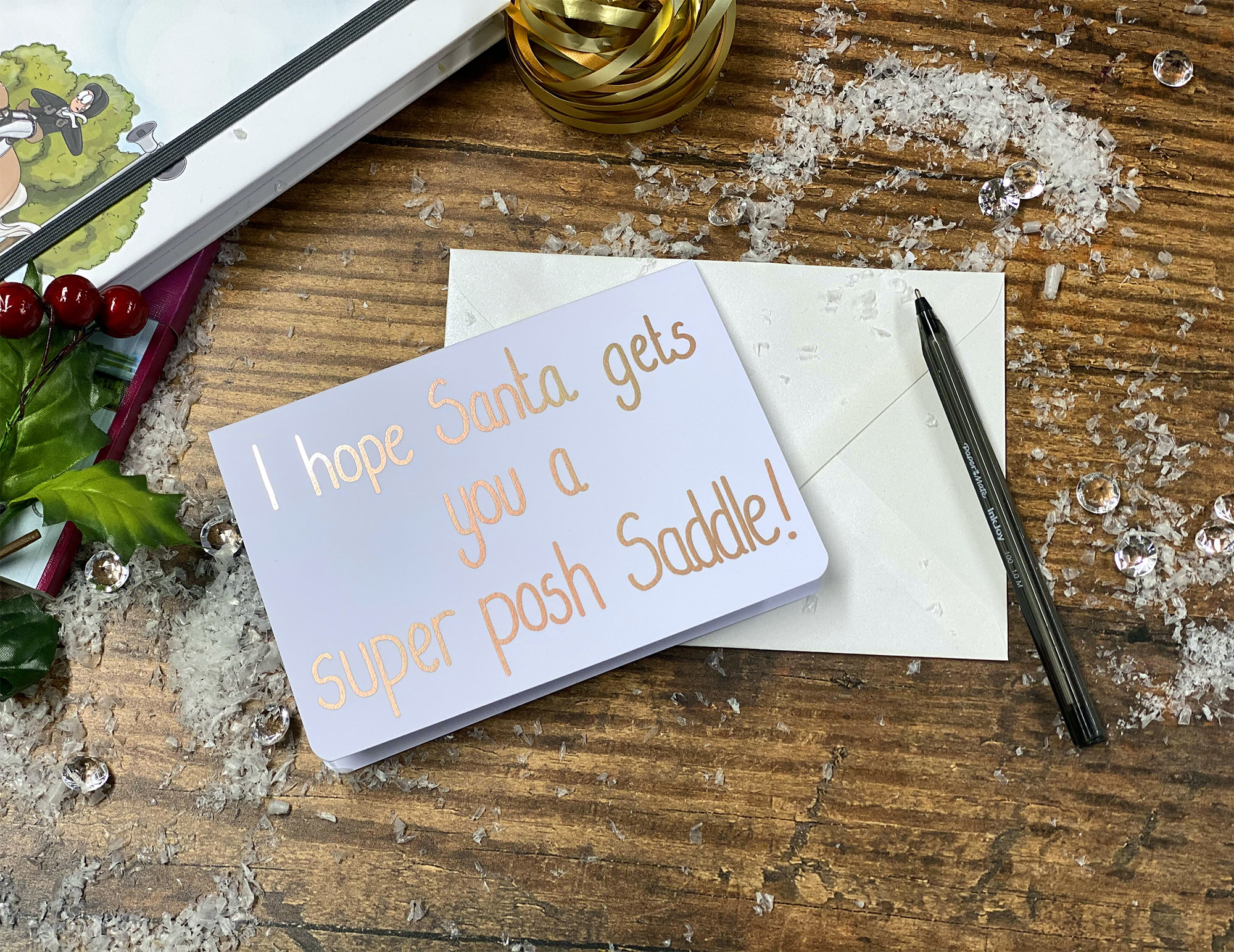 'I hope Santa gets you a super posh Saddle!' Individual Christmas Card
