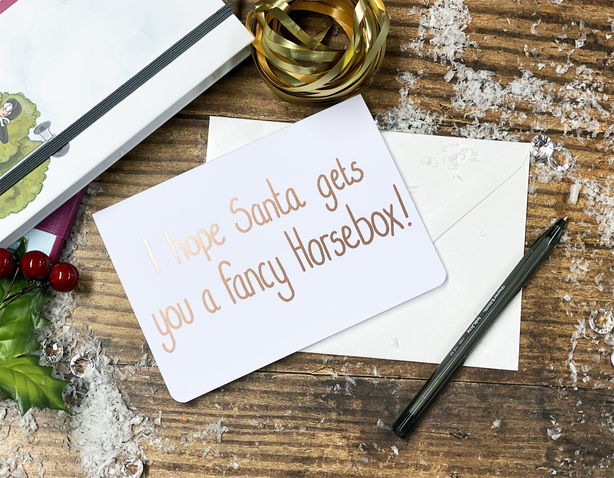 'I hope Santa gets you a fancy Horsebox!' Individual Christmas Card