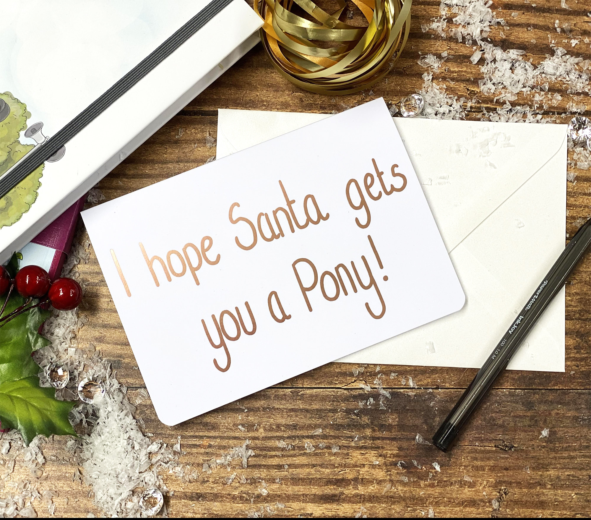 'I hope Santa gets you a Pony!' Individual Christmas Card