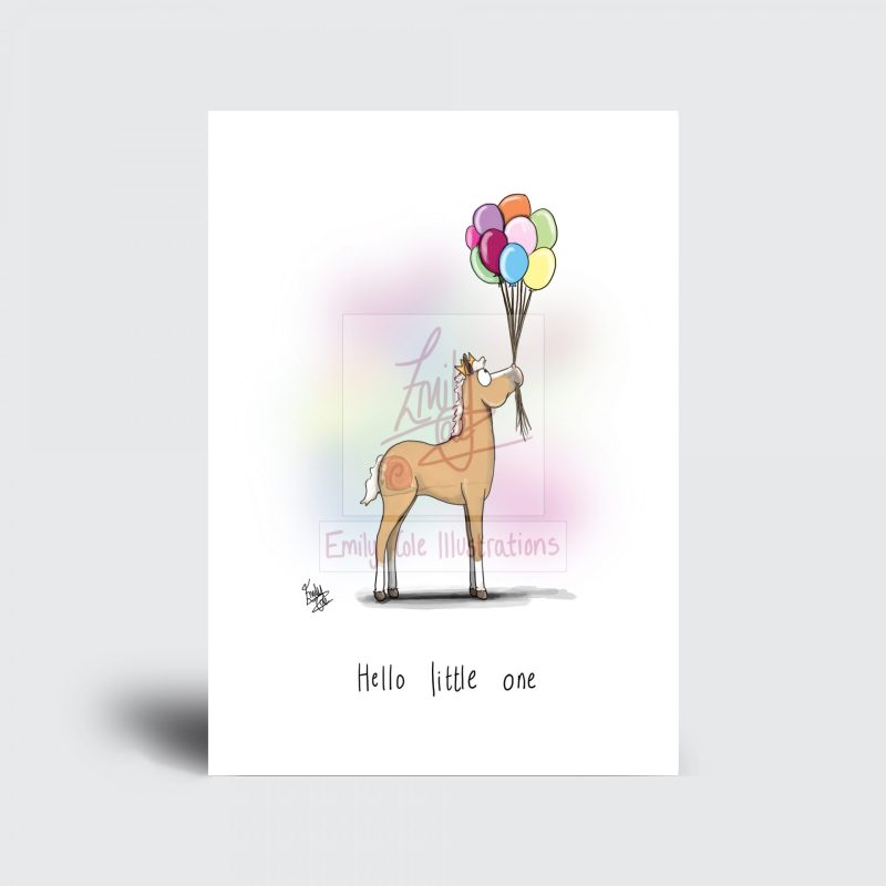Hello Little One - Rainbow balloons - New Baby Card