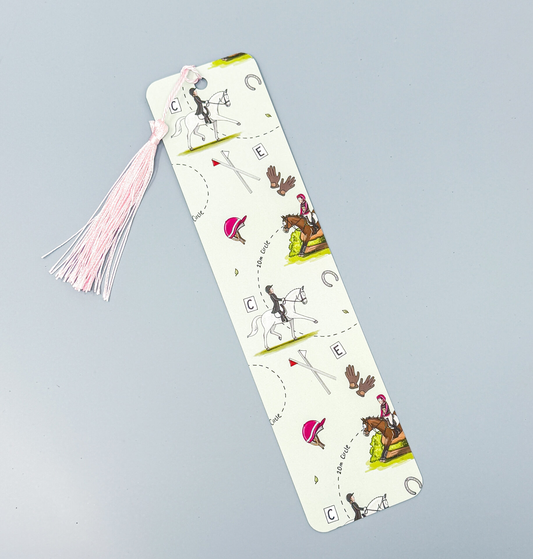 Event Horse eventing pattern bookmark with coloured tassel