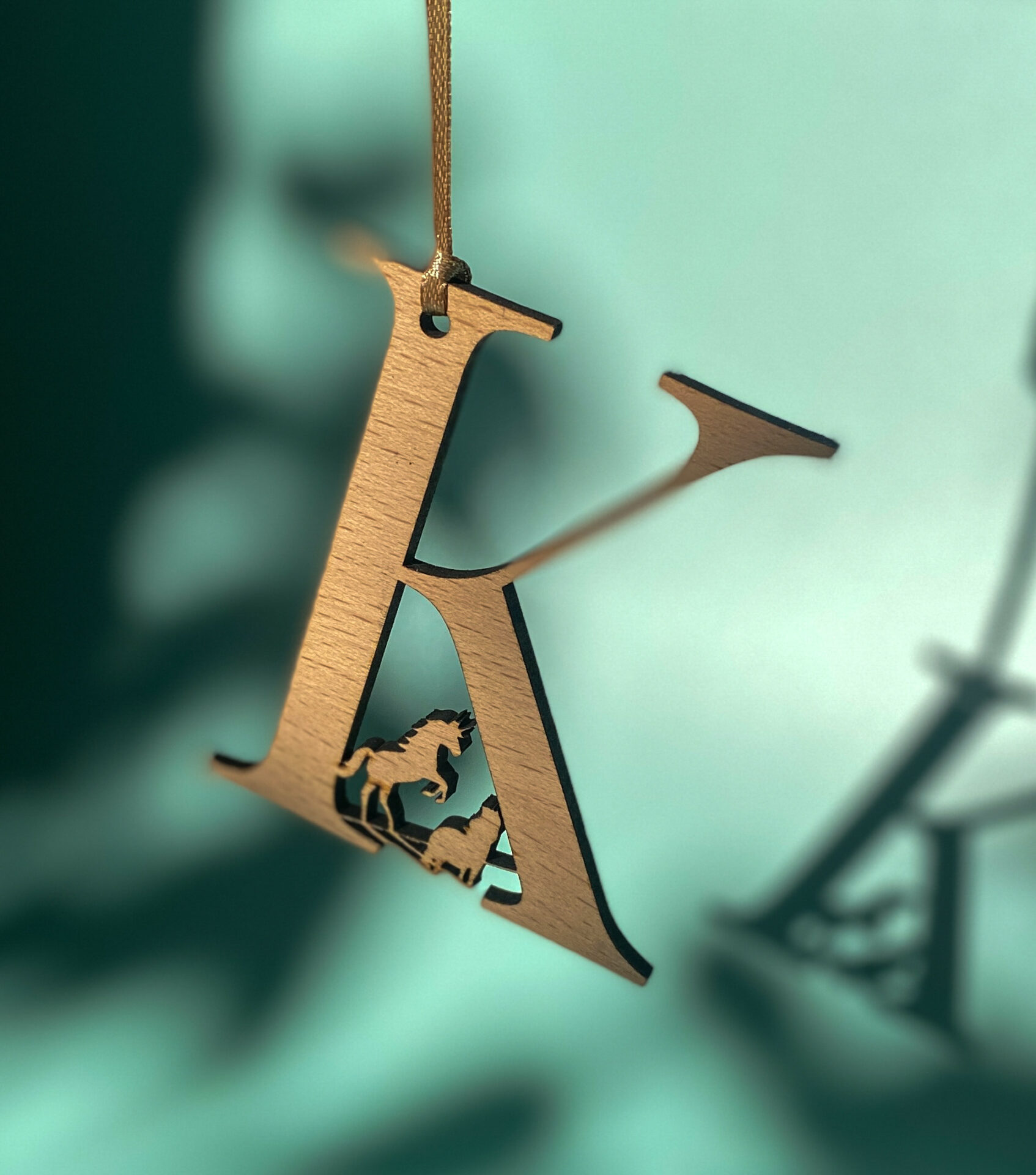 Believe in yourself , Unicorn Letter Initial 'K' Wooden decoration.