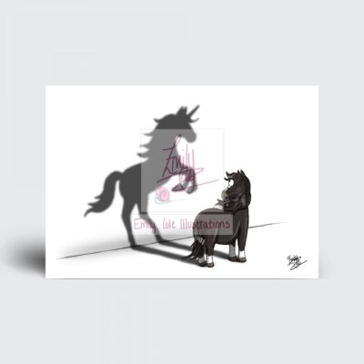 Black Pony - Believe in Yourself Greeting Card. Blank inside by Emily Cole