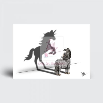 Dapple Grey Pony - Believe in Yourself Greeting Card. Blank inside by Emily Cole