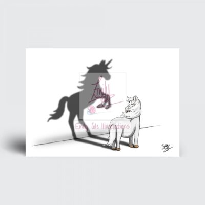 Grey Pony - Believe in Yourself Greeting Card. Blank inside by Emily Cole
