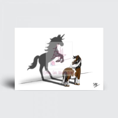 Skewbald Pony - Believe in Yourself Greeting Card. Blank inside by Emily Cole