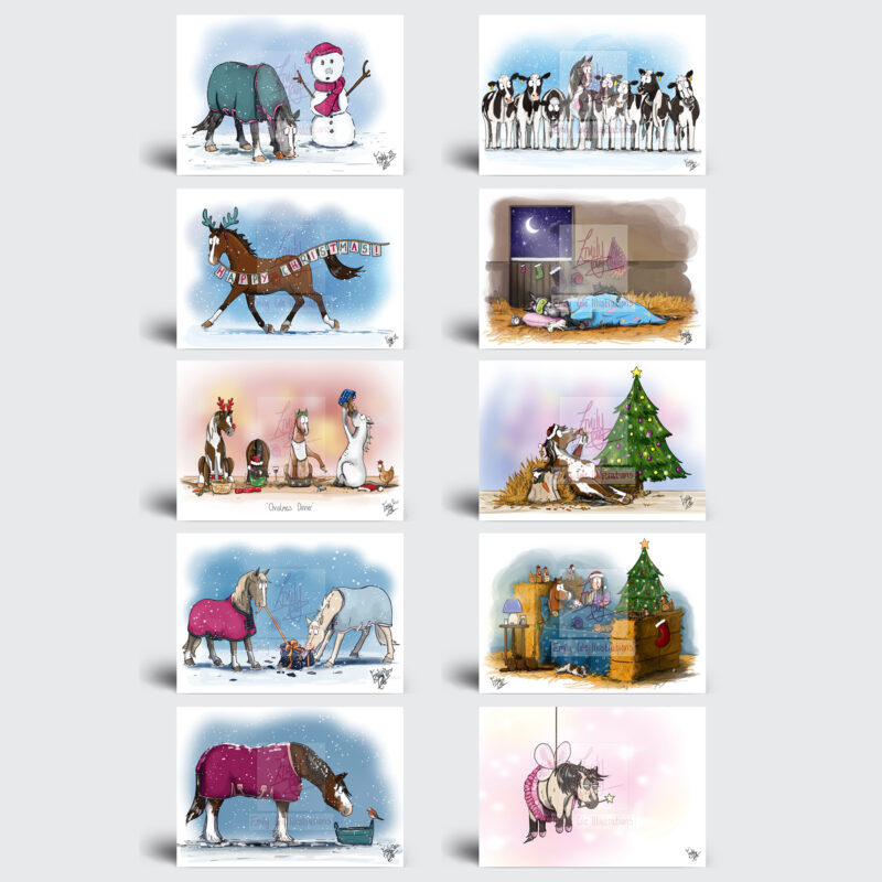 Funny Horse Christmas Cards by - Emily Cole Illustrations