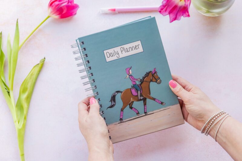 A5 Daily Planner Book, Horse Themed Day to View layout with To-Do List, Appointments and notes section.