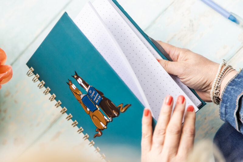 Dotted pages in a hardback notebook