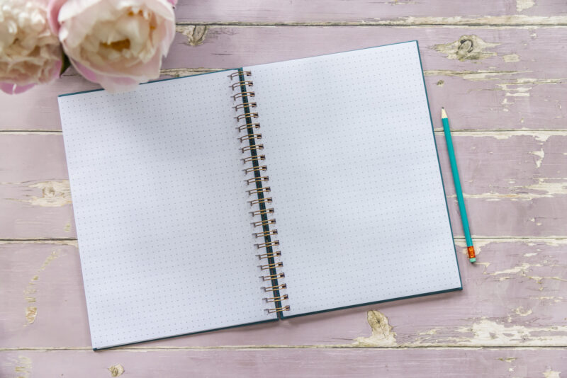 Dotted pages inside the Hardback A4 notebook