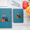 A4 and A5 hardback dotted notebook. Two horses reading a book titled '101 expensive and inconvenient things to do'