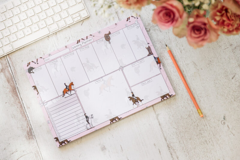 Pink Dressage Horse Stationery - A4 Desk Planner