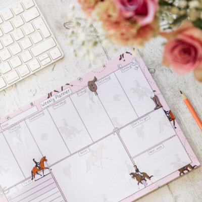 Pink Dressage Horse Stationery - A4 Desk Planner