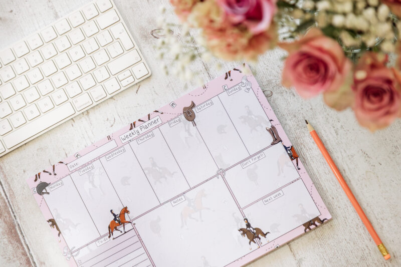 Pink Dressage Horse Stationery - A4 Desk Planner