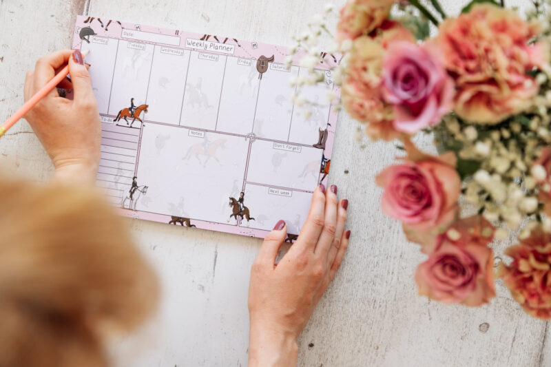 Pink Dressage Horse Stationery - A4 Desk Planner