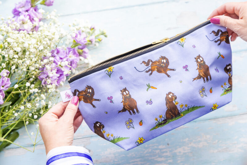 Lilac Bay shetland pony patterned wash bag by Emily Cole Illustrations