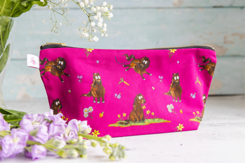 Fuchsia Pink Bay shetland pony patterned wash bag by Emily Cole Illustrations