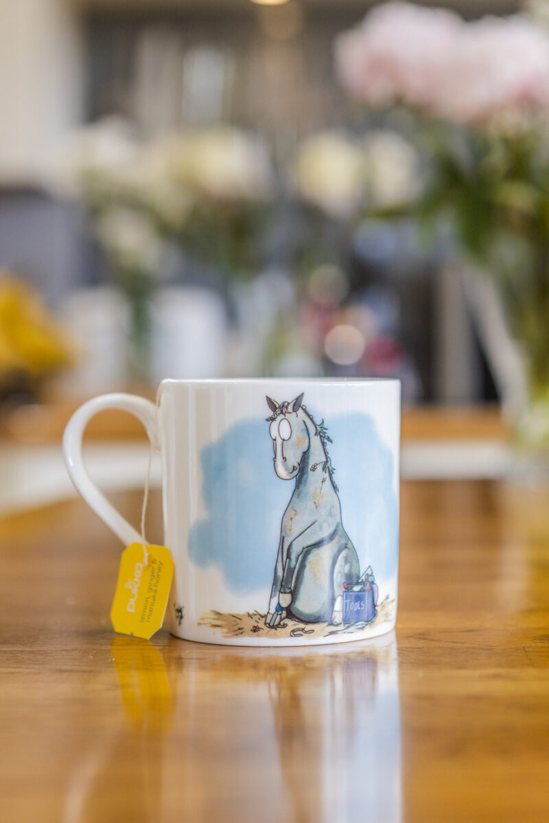 My Favourite Client - Fine Bone China Mug featuring Grey Horse