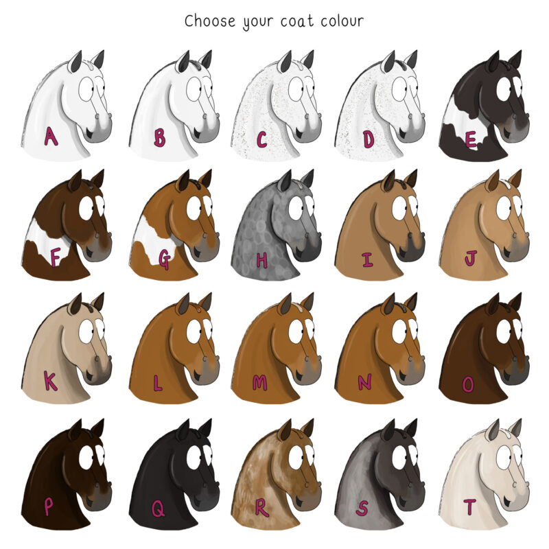 Custom Horse Illustration. Hogged Horse colour options.