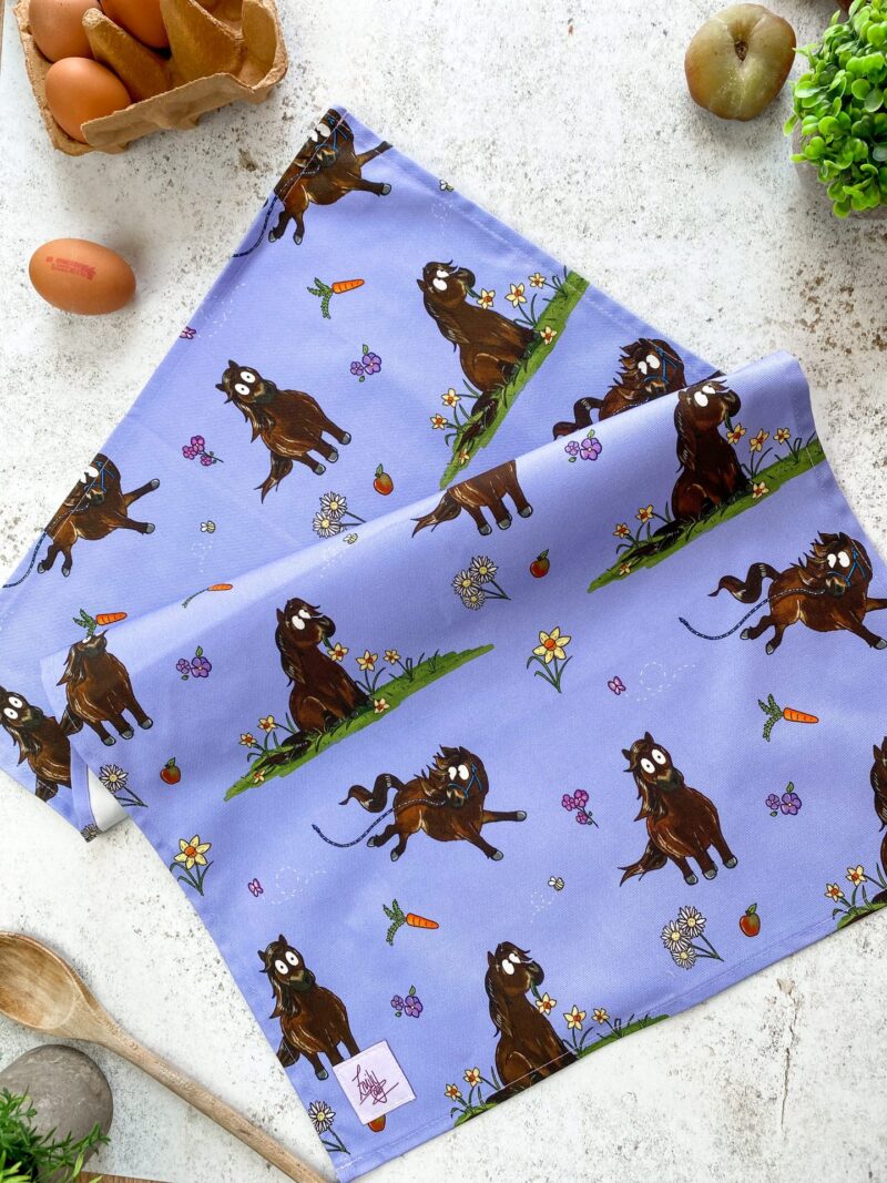 'Lilac Shetland Pony' Tea Towel