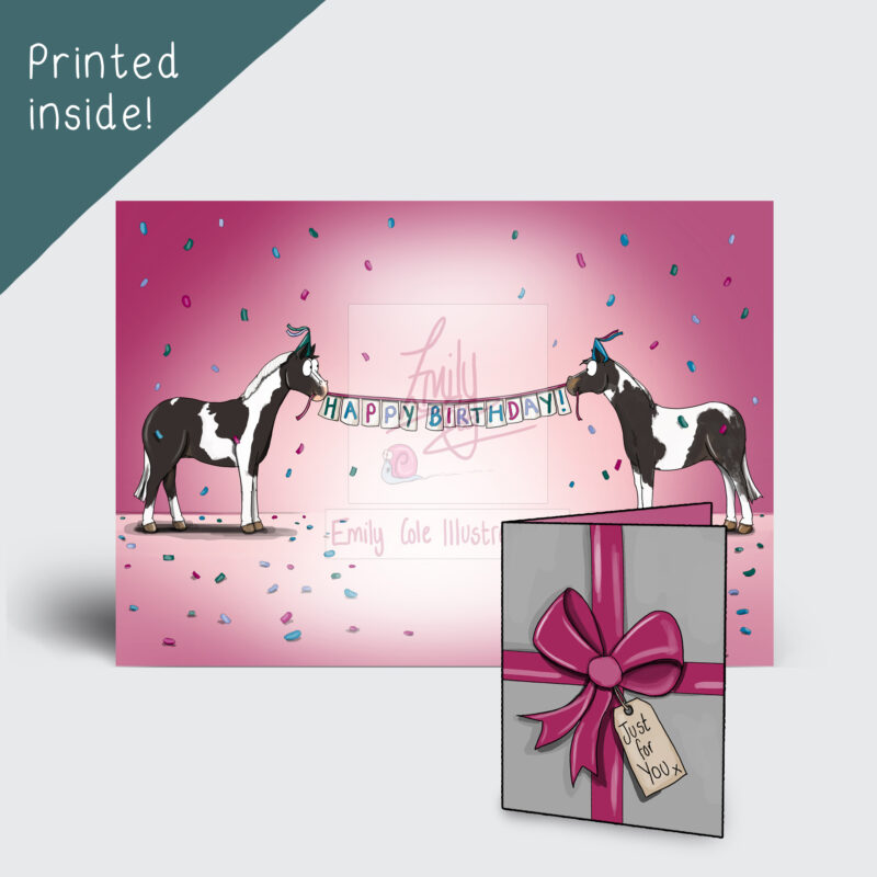 Just for you inside and outside printed card by Emily Cole Illustrations