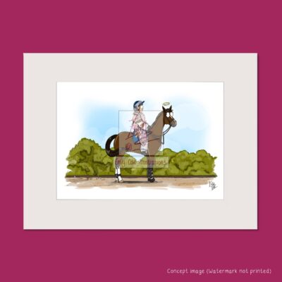 A horse with a rider on board covered in bubble wrap. The horse has a halo floating above its head