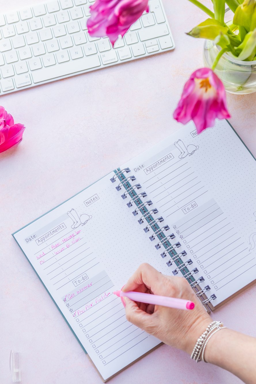 A5 Daily Planner Book, Horse Themed Day to View layout with To-Do List, Appointments and notes section.