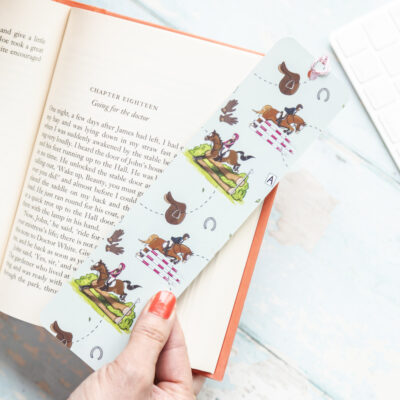 Eventing pattern, Event Horse bookmark with coloured tassel.