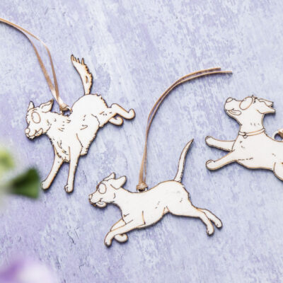 Set of Wooden Dog Decorations