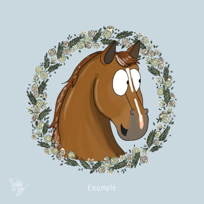 Original Personalise a Pony. Horse example. Sky Blue background.