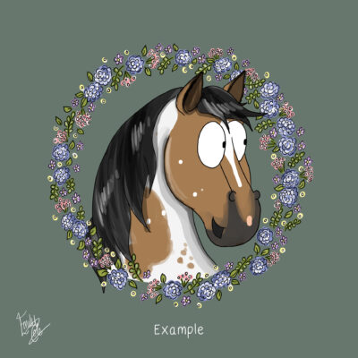 Personalise a Pony, Long Mane, Coloured Special example Green background.