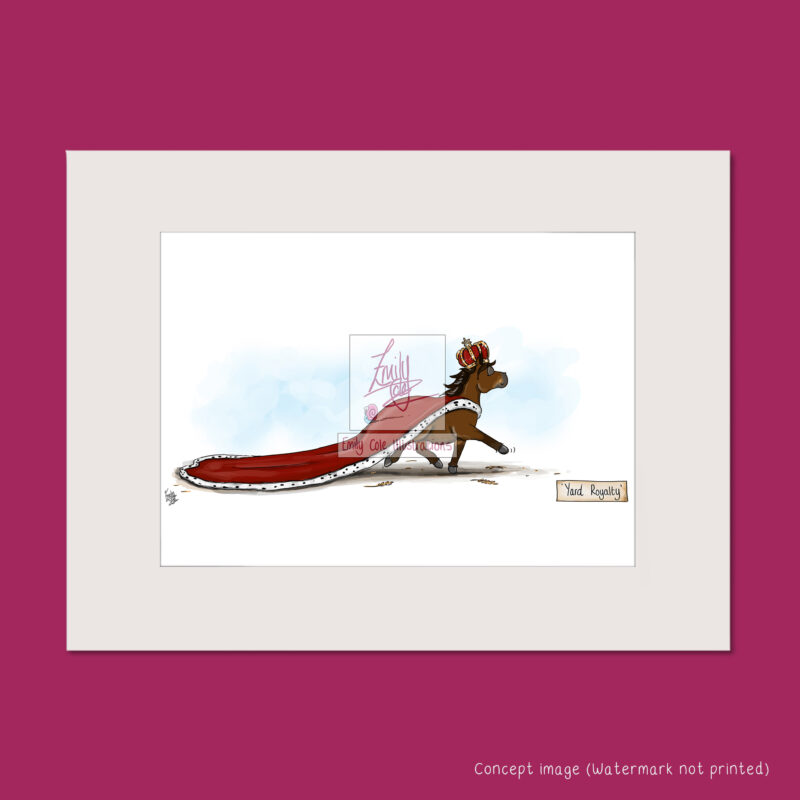 yard royalty funny horse illustrations print by Emily Cole Illustrations