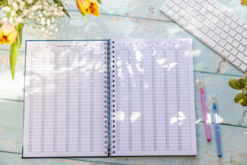 Equine training diary Inside page preview, year look ahead