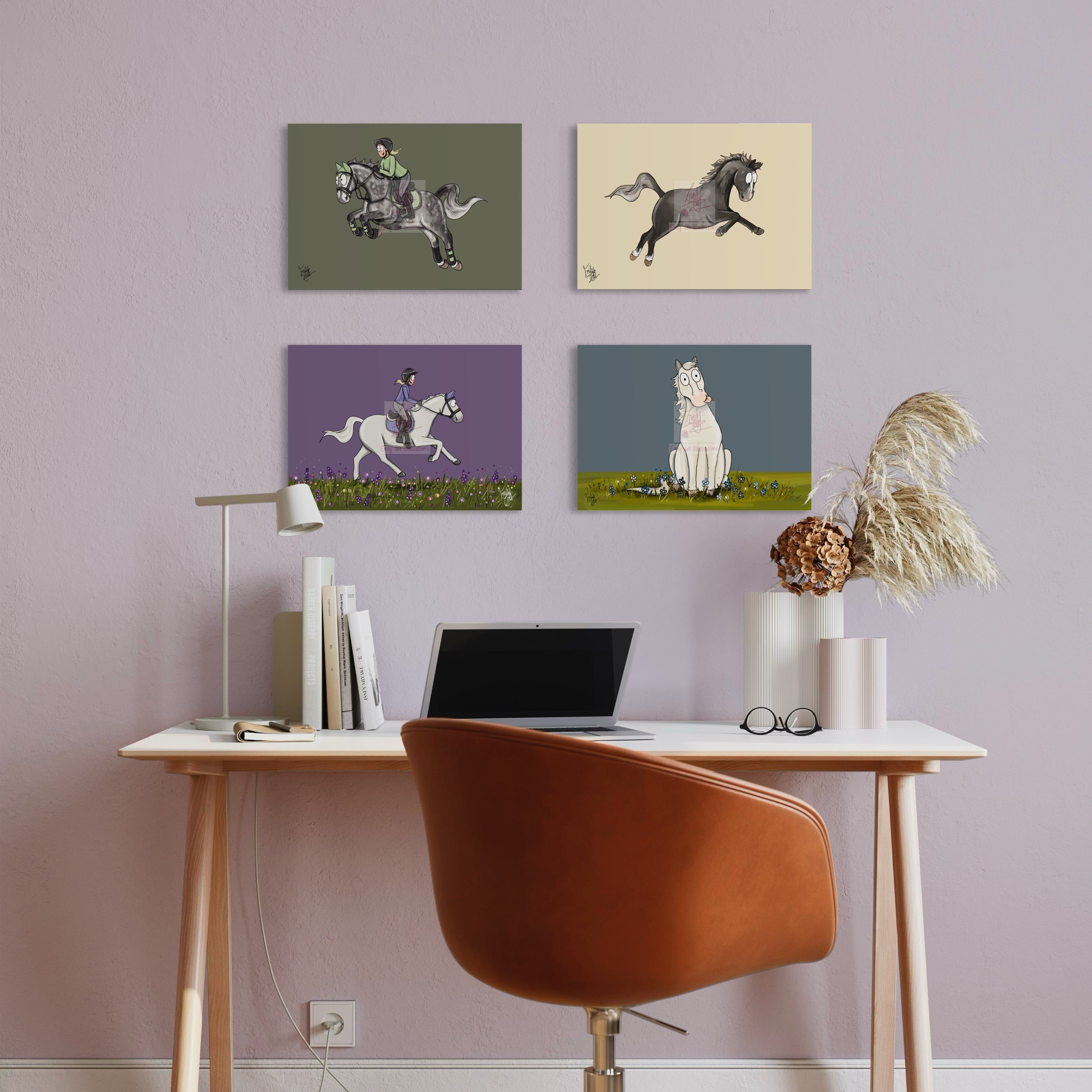 Set of Four, This Esme Heavyweight art prints by Emily Cole. Including Mickey, Casper, Duke and Joey.