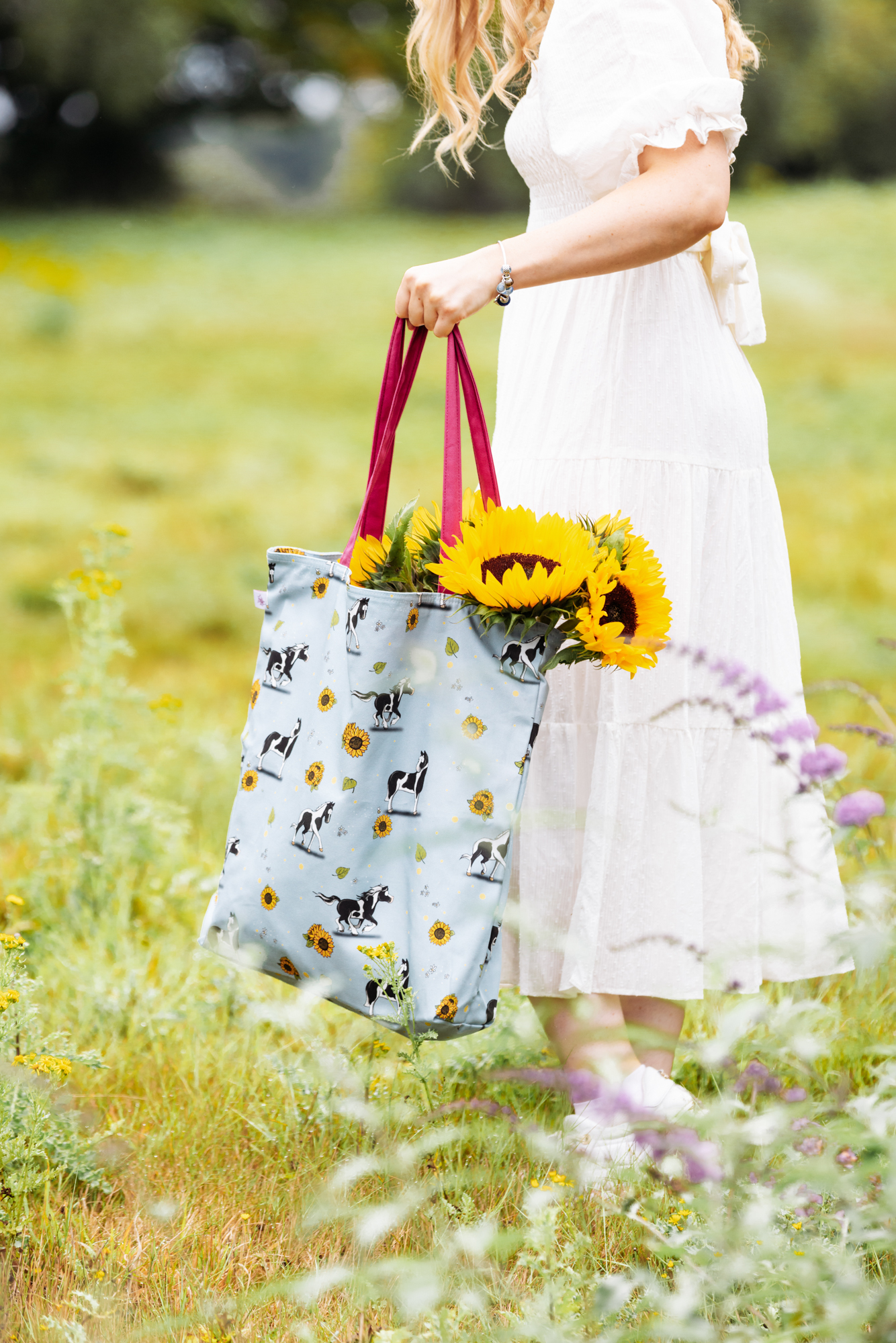 Piebald pattern oversized tote bag