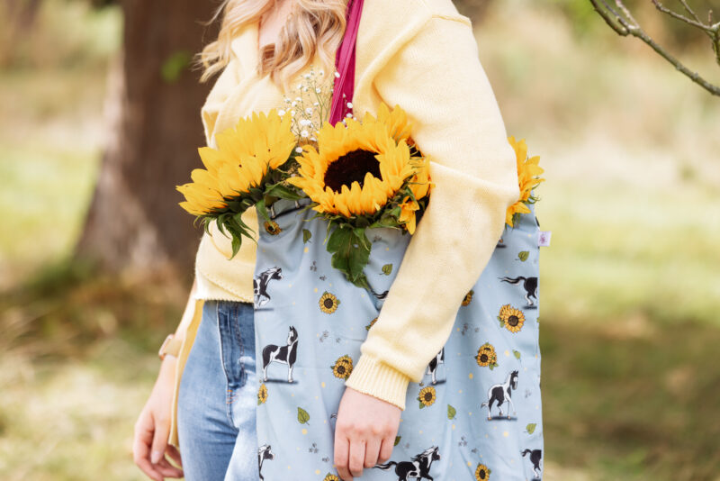 Piebald pattern oversized tote bag