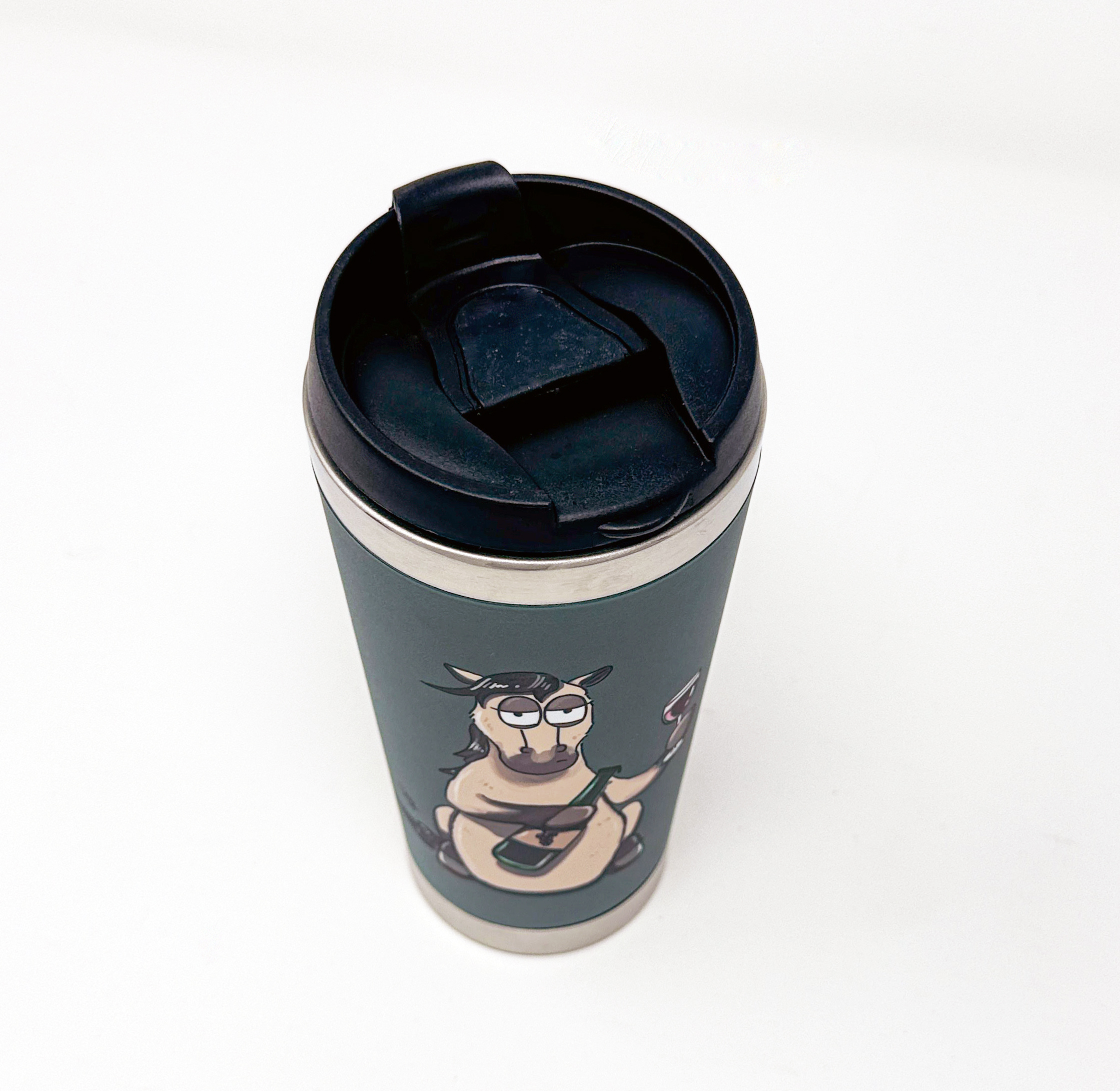 Pass me the wine Travel Mug horse design by Emily Cole Illustrations top