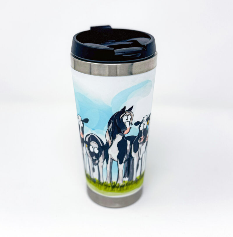 Cow Pony Travel Mug horse design by Emily Cole Illustrations