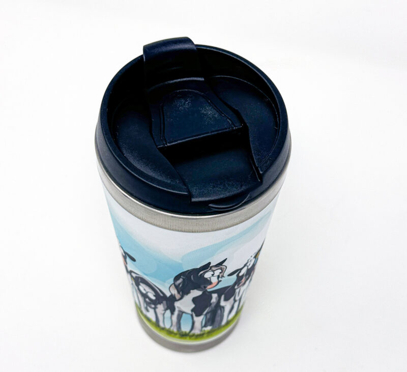 Cow Pony Travel Mug horse design by Emily Cole Illustrations top